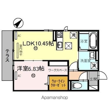 アースフィールド彦根[1LDK/42.79m2]の間取図