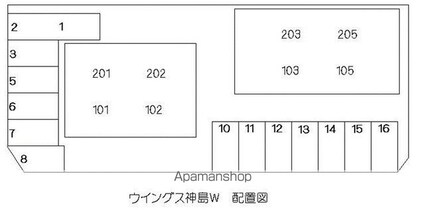 ウィングス神島Ｗ[2LDK/54.65m2]の配置図