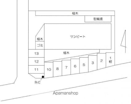 サンビート[1K/26m2]の配置図