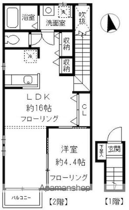 エスポワール[1LDK/45.33m2]の間取図