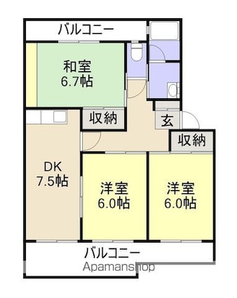 熊本県八代市松江町[3DK/58m2]の間取図
