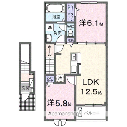 セレノ　マーレⅡ[2LDK/56.48m2]の間取図