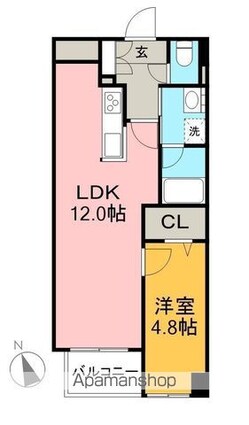レヴァンテ薊野東町[1LDK/40.68m2]の間取図