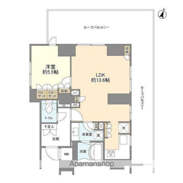 コスモリード市ヶ谷払方町[1LDK/54.46m2]の間取図