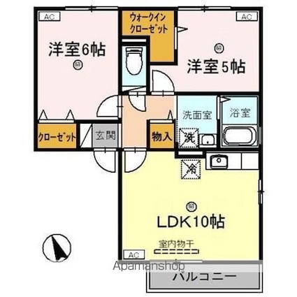 ルピナス明里橋　Ｂ[2LDK/50.34m2]の間取図
