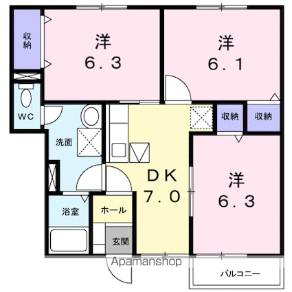 プロムナード　壱番館[3DK/57.71m2]の間取図