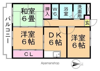 アンティエール[3DK/55.39m2]の間取図