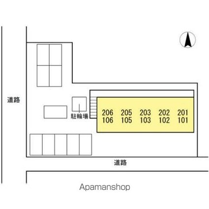 岡山県岡山市北区野殿東町[1R/26.8m2]の配置図