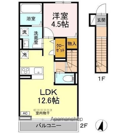 コンフォート　Ｅ棟[1LDK/46.27m2]の間取図
