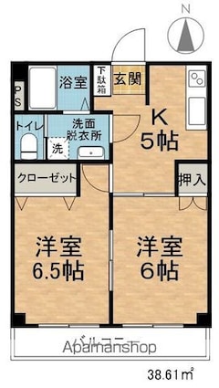 松原マンション[2K/37.23m2]の間取図