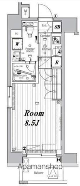 メイクスデザイン入谷アジールコート[1K/26.4m2]の間取図