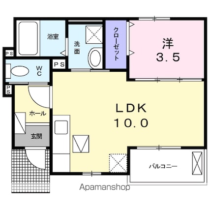 サニーヒル参番館[1LDK/34.05m2]の間取図