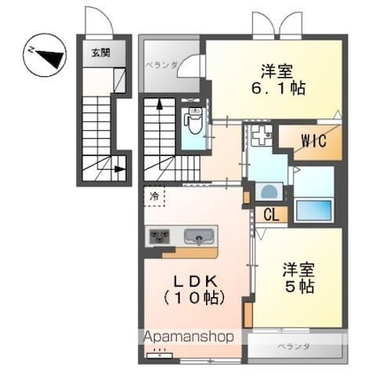 シュエット[2LDK/53.62m2]の間取図