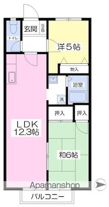 ラピスグランデ[2LDK/50.3m2]の間取図
