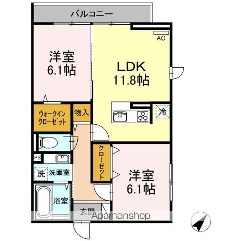 日野市豊田のアパートの間取り