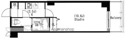 エスティメゾン中野富士見町[1K/28.5m2]の間取図