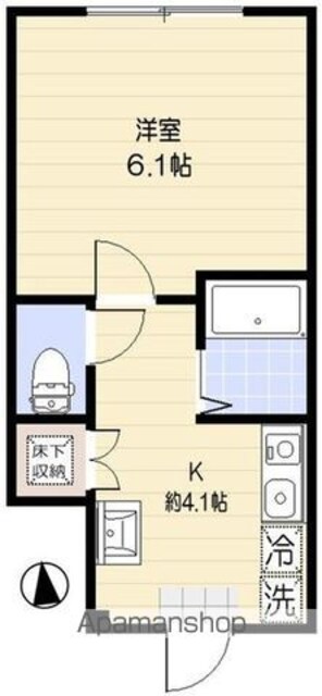 アオアクア浜田山[1K/21.28m2]の間取図