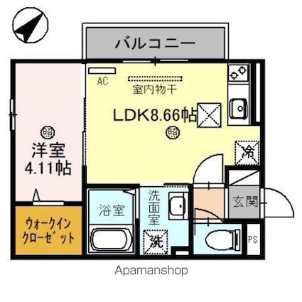 滋賀県草津市草津町[1LDK/32.37m2]の間取図