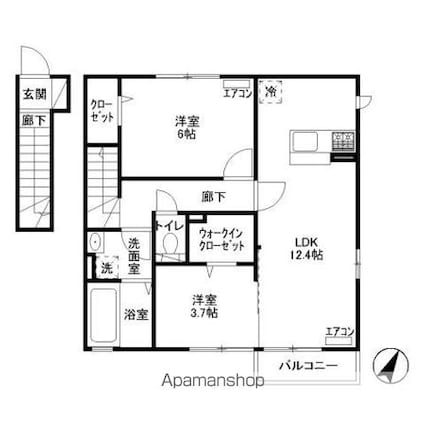 ソレアード[2LDK/57.79m2]の間取図