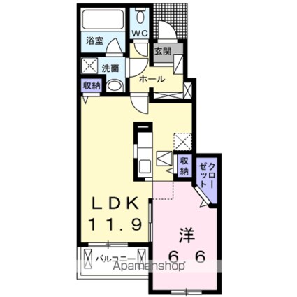 ラ・カンパネラⅢ　Ｂ[1LDK/45.84m2]の間取図