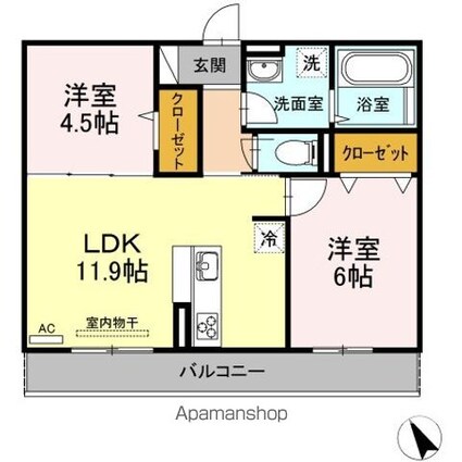 暁雲[2LDK/52.49m2]の間取図