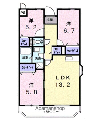 ランデックス恵[3LDK/70.85m2]の間取図