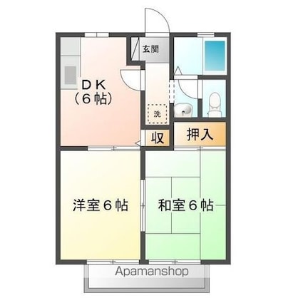 ヴェルデュこんどう[2DK/40.92m2]の間取図