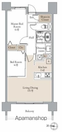 レジディア仙台北四番丁プレイス[2LDK/53.91m2]の間取図