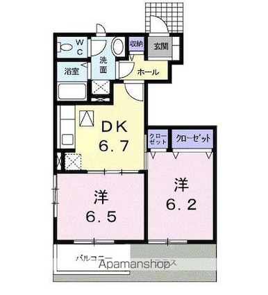 メゾン・ド・ジュネスＫ　２[2DK/46.92m2]の間取図