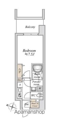 板橋本町ステーションレジデンス[1K/25.23m2]の間取図