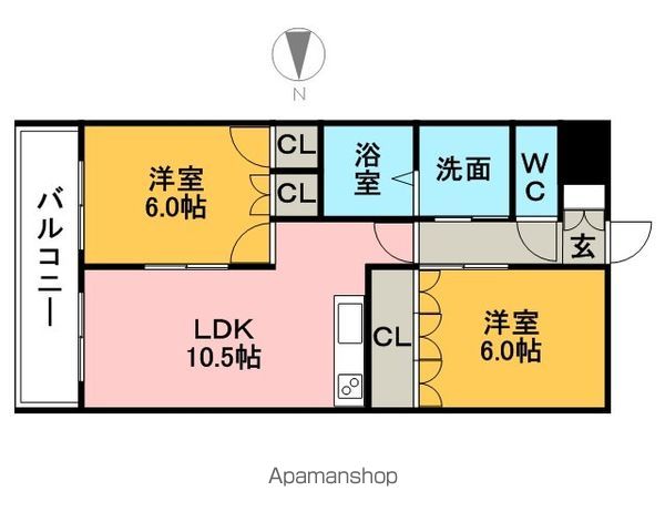 久留米市北野町高良のアパートの間取り