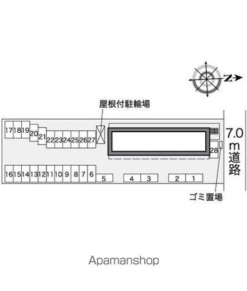 レオパレスグローリー小原田[1K/20.81m2]の配置図