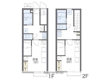 レオパレスきたじま２番館[1K/23.71m2]の間取図