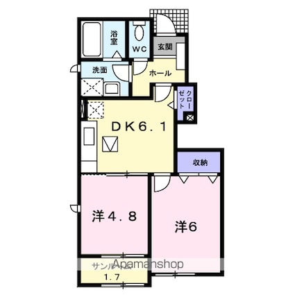 フェアリー・テール　Ⅳ[2DK/44.06m2]の間取図