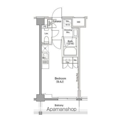 ザ・パークハビオ三軒茶屋テラス[1R/25.4m2]の間取図
