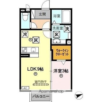 グラミール中之島[1LDK/33.39m2]の間取図