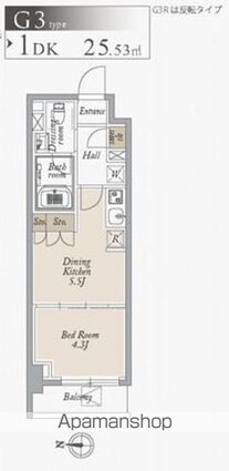 オーキッドレジデンス住吉[1DK/25.53m2]の間取図