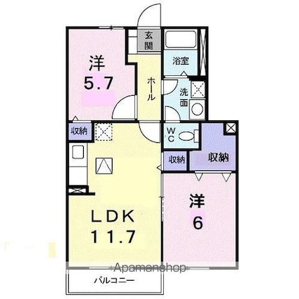 裕ハイツ　Ⅱ[2LDK/55.58m2]の間取図