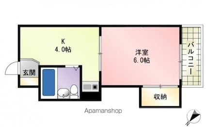 コーポ梶岡[1K/24.05m2]の間取図