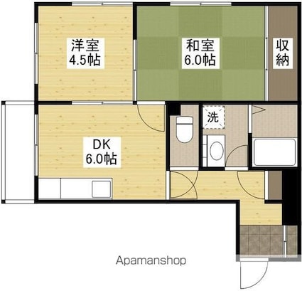 原田ビル[2DK/45m2]の間取図
