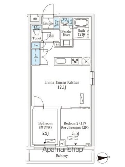 （仮称）練馬区桜台三丁目計画[2LDK/54.82m2]の間取図