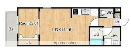 ジーメゾン千葉浜野プラージュ[1LDK/35.03m2]の間取図