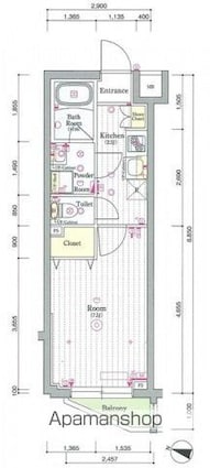 スカイコート世田谷代田橋[1K/25.64m2]の間取図