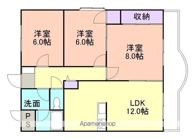 和歌山県和歌山市紀三井寺[3LDK/70.74m2]の間取図