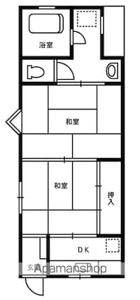 呉竹荘[2K/40m2]の間取図
