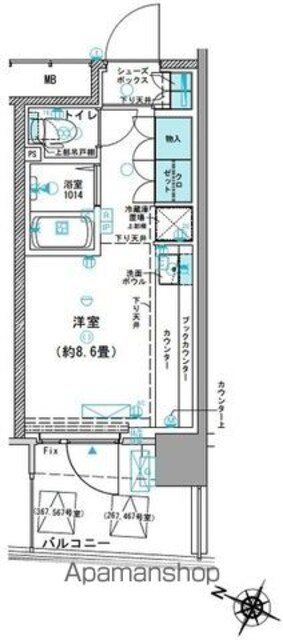 コムレジ赤羽　学生棟[1R/17.85m2]の間取図