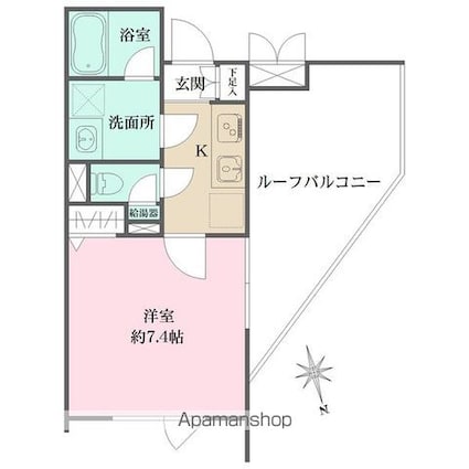 アトリオフラッツ三軒茶屋Ｎｏｒｔｈ[1K/25.5m2]の間取図