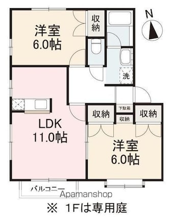 ガーデンプレイズＡ・Ｂ[2LDK/53.41m2]の間取図