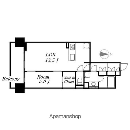 オーパスレジデンス名古屋ステーション[1SLDK/45.76m2]の間取図
