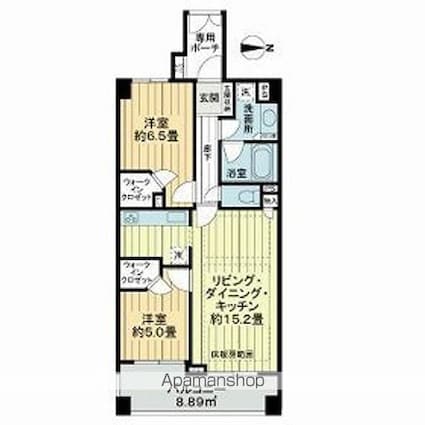 ライオンズシティ錦糸町北斎通り[2LDK/61.73m2]の間取図